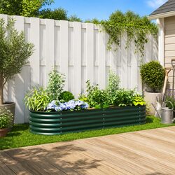 Durable and Spacious Green Steel Raised Bed Planter