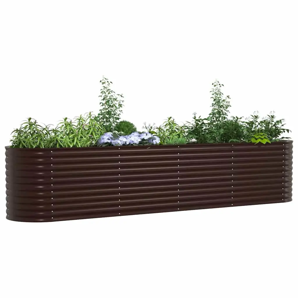 Raised Garden Bed 400x80x81cm Steel Outdoor Planter Brown Minimalist Design