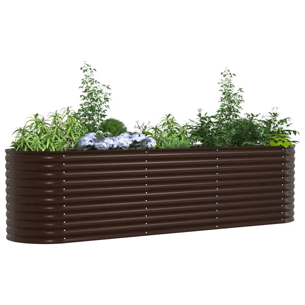 Raised Bed Garden Planter Brown Steel Outdoor 320x80x81cm Modern Design
