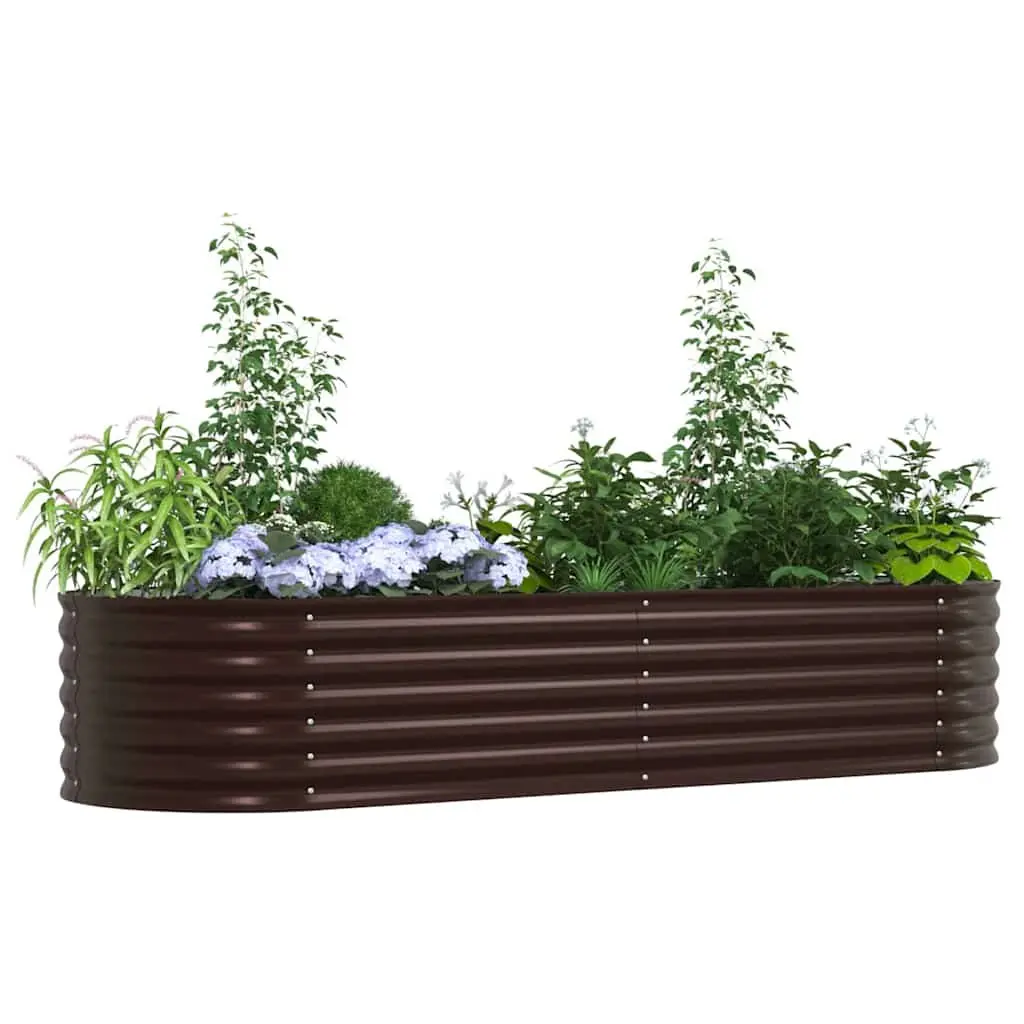 Raised Garden Bed Steel Outdoor Planter 240x80x44cm Brown Modern Minimalist