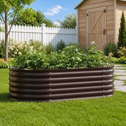 Raised Garden Bed 160x80x44cm Brown Steel Outdoor Planter Box Modern Design