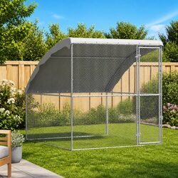 Chicken Cage 2x2x2m Silver Galvanised Steel Garden Poultry Coop Housing