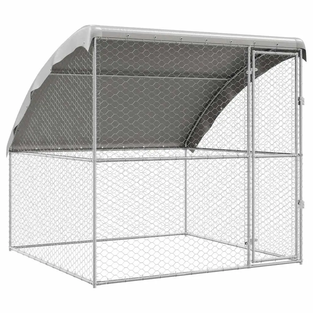 Dog Kennel Outdoor Pet House 2x2x2m Silver Galvanised Steel Frame Lockable