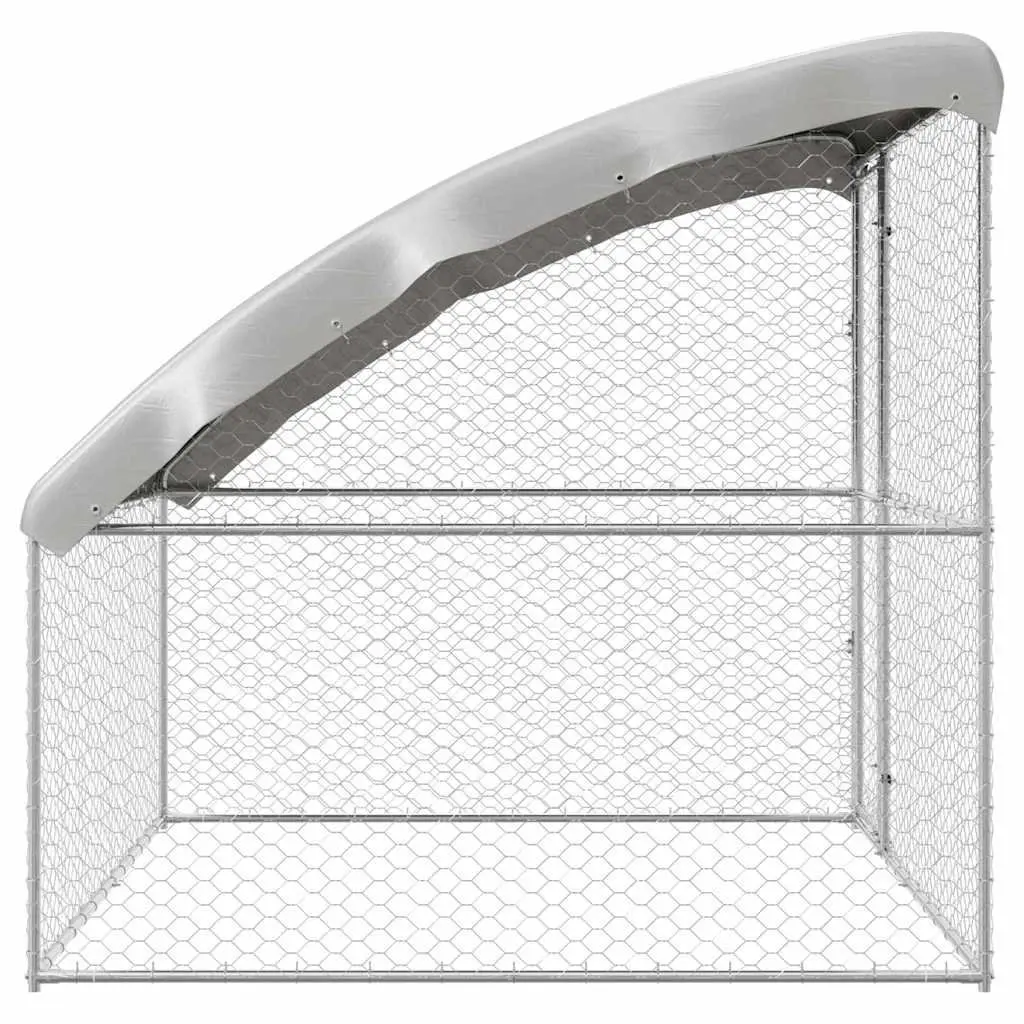 Dog Kennel Outdoor Pet House 2x2x2m Silver Galvanised Steel Frame Lockable
