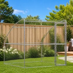 Reliable Dog Kennel with Lockable Door 2x2x2m Silver Steel