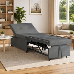 Pull Out Sofa Bed Grey Modern Convertible Single Sleeper Lounge Furniture
