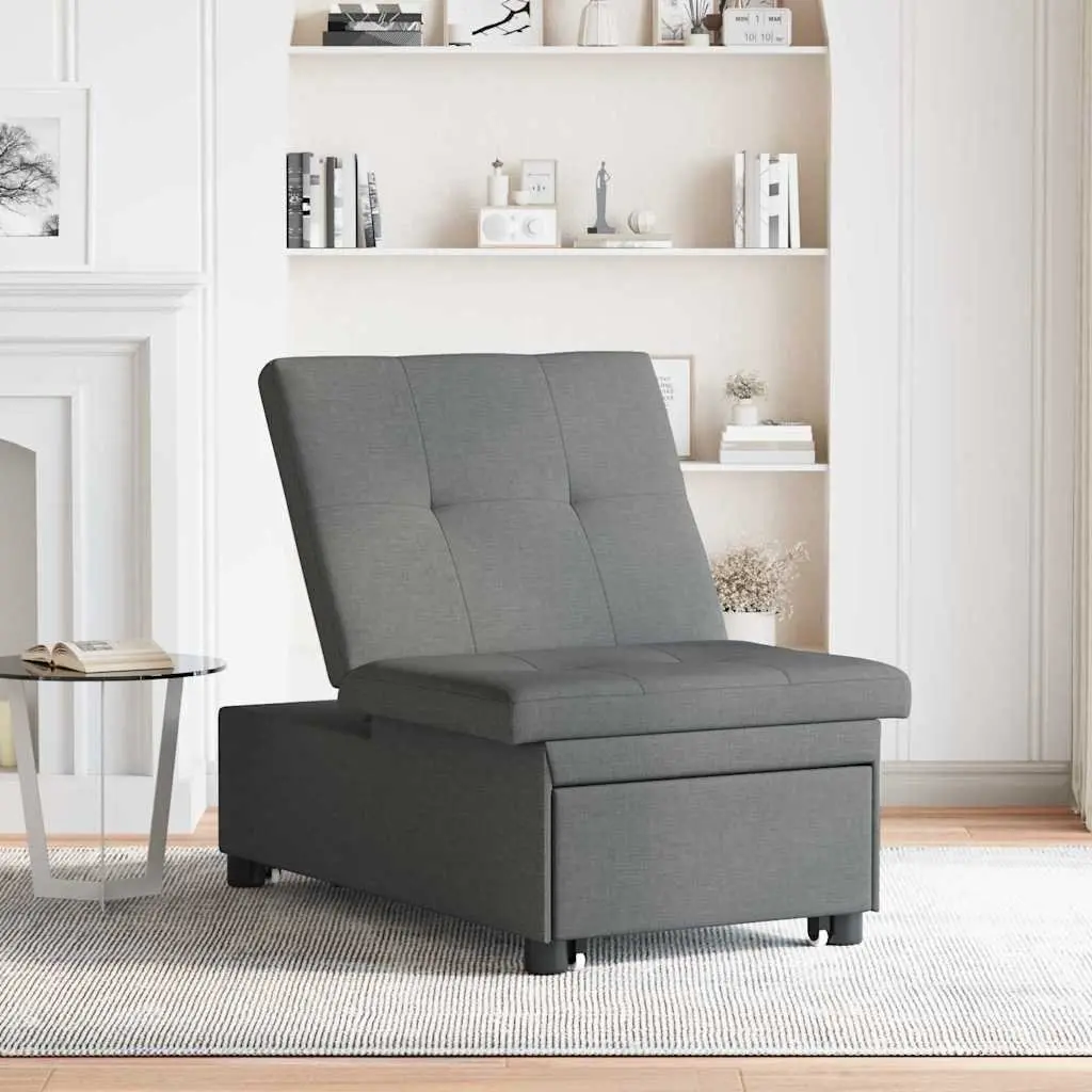 Grey Pull-Out Sofa Bed with Adjustable Backrest
