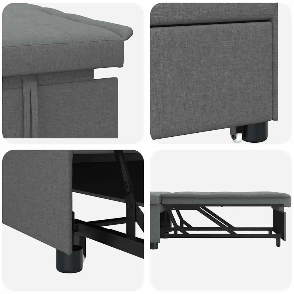 Grey Pull-Out Sofa Bed with Adjustable Backrest