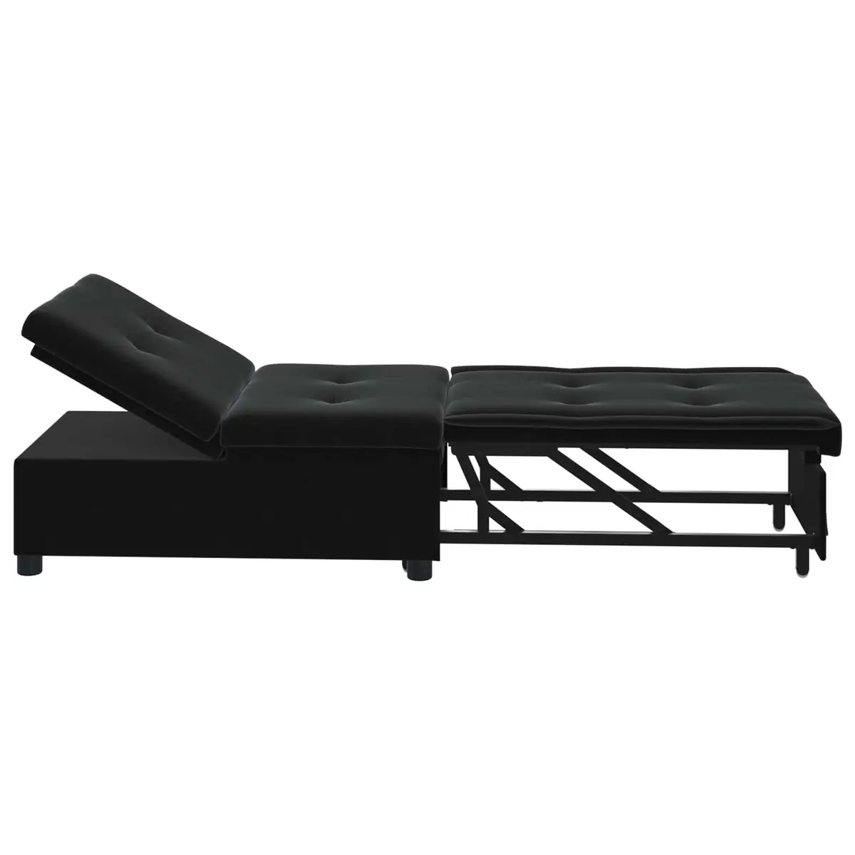 Sofa Bed Convertible Lounge 194 x 67 x 82 cm Black Velvet Modern Minimalist