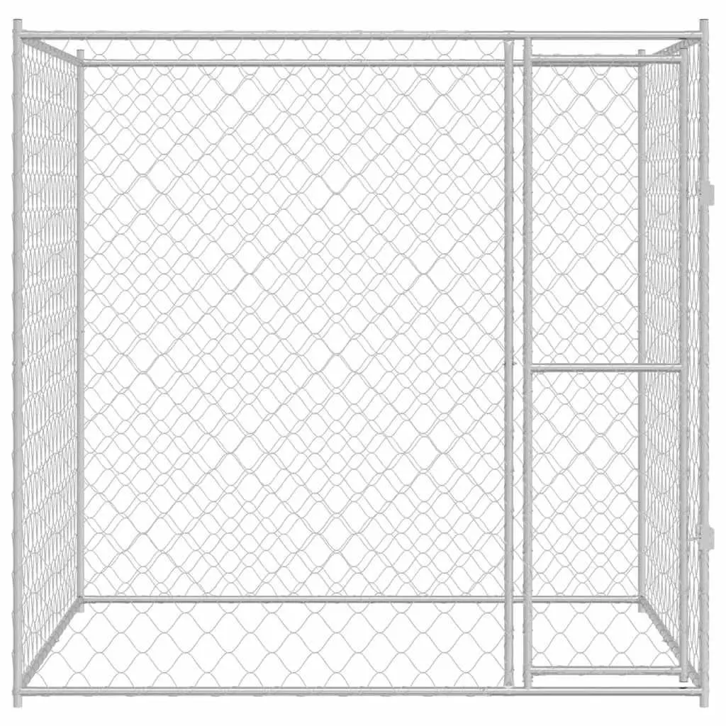 Dog Cage Large Breed Outdoor Kennel 200x200x200cm Silver Galvanised Steel