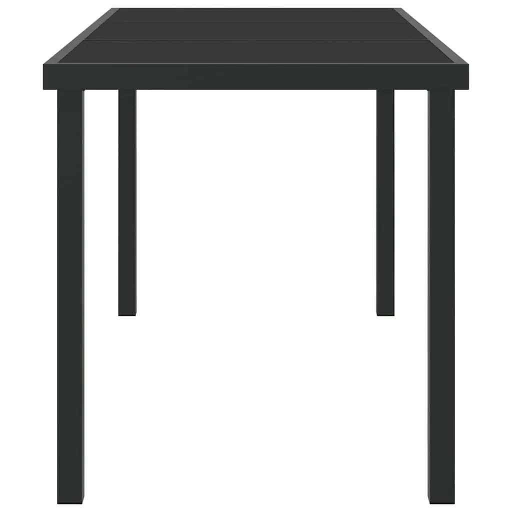 Garden Table Outdoor Patio 140 x 70 x 73 cm Black Metal Frame Tempered Glass
