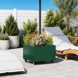 Dependable Green Steel Parasol Base with Wheels
