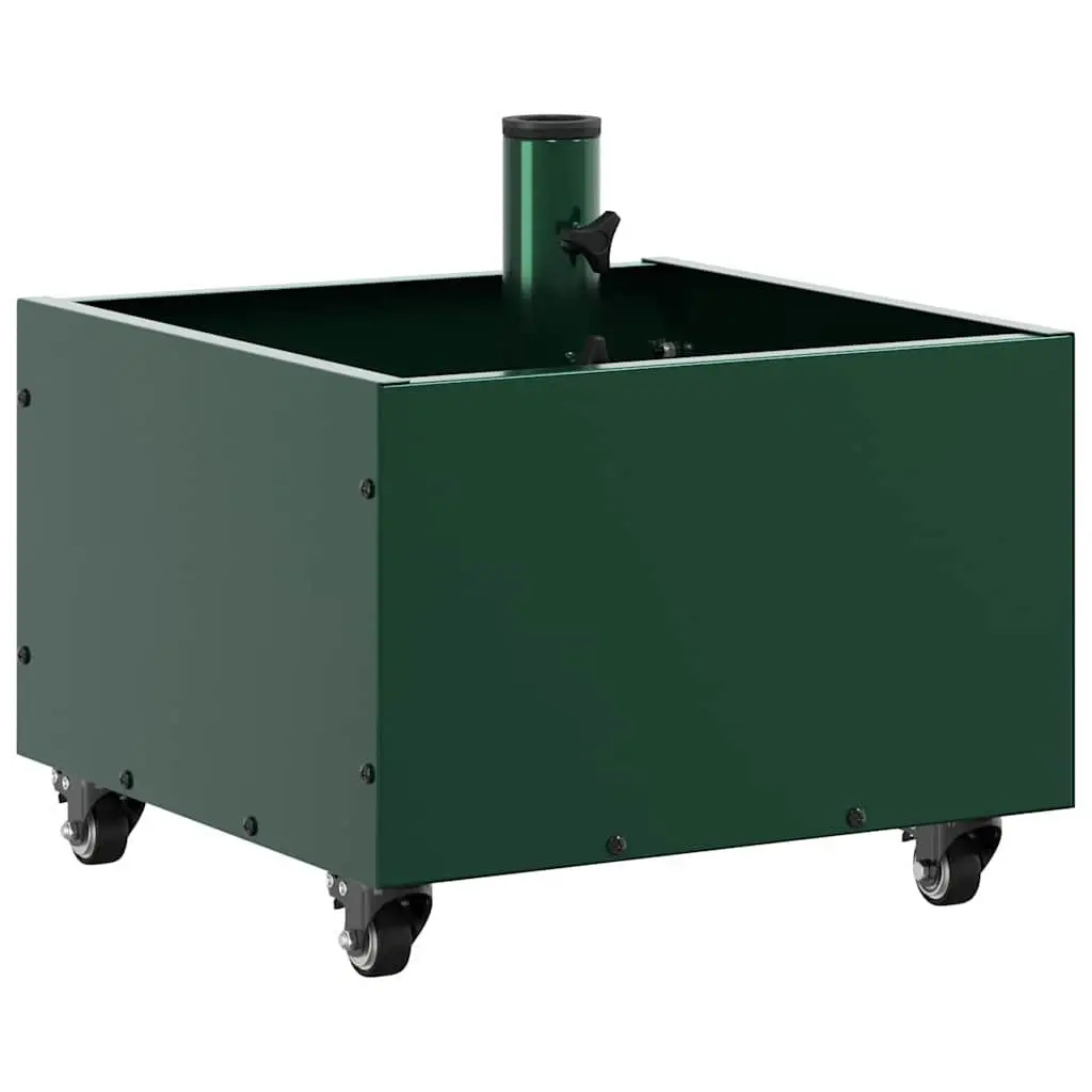 Parasol Base Manual Outdoor Umbrella Stand 45 x 45 x 45 cm Green Steel Wheeled