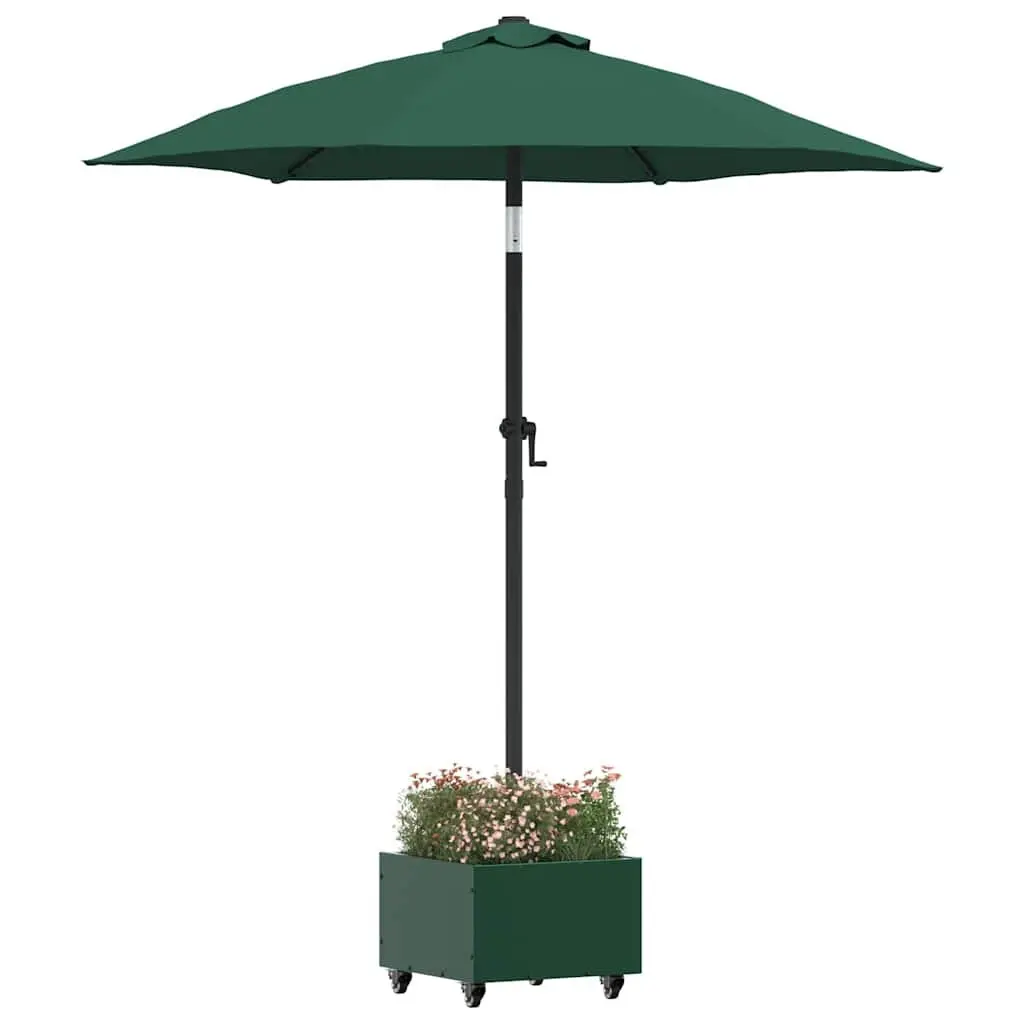 Parasol Base Manual Outdoor Umbrella Stand 45 x 45 x 45 cm Green Steel Wheeled