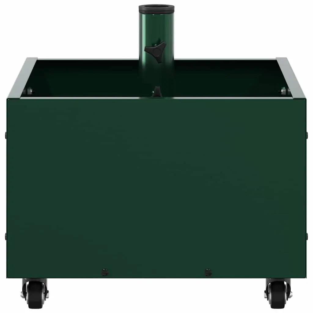 Parasol Base Manual Outdoor Umbrella Stand 45 x 45 x 45 cm Green Steel Wheeled