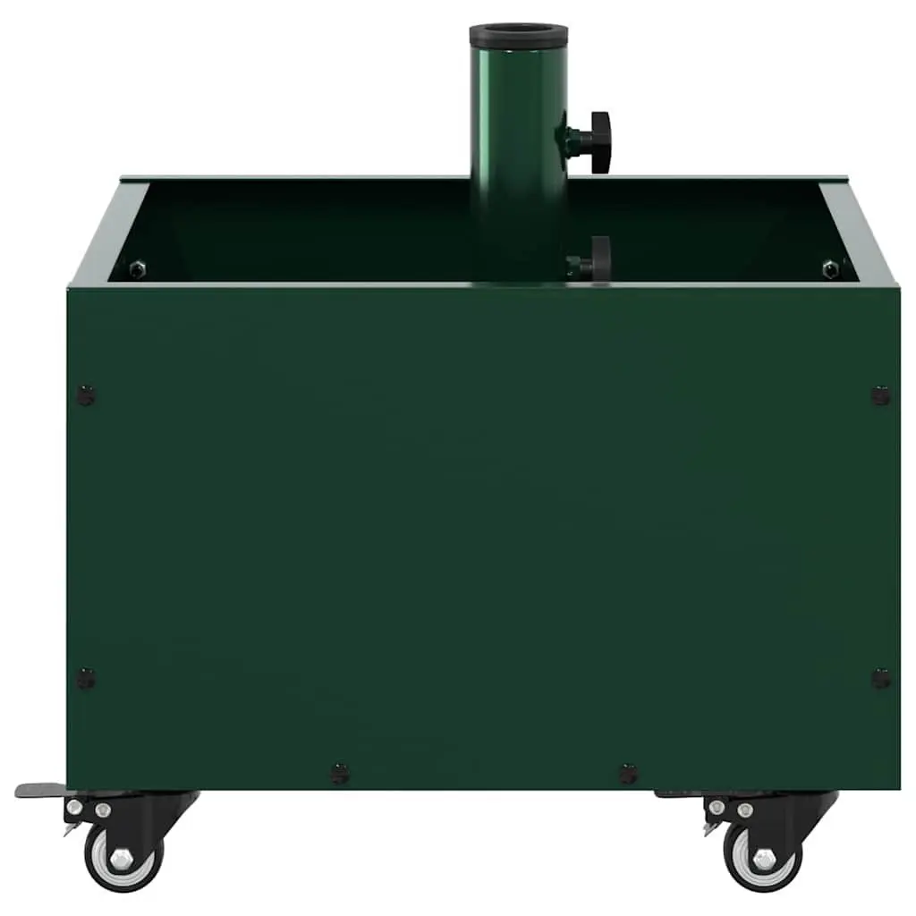 Parasol Base Manual Outdoor Umbrella Stand 45 x 45 x 45 cm Green Steel Wheeled