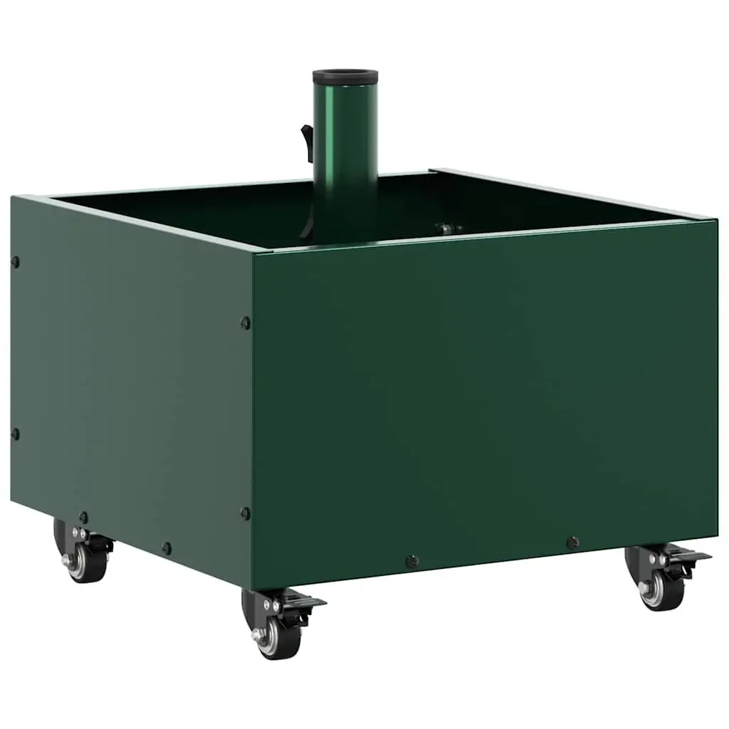 Parasol Base Manual Outdoor Umbrella Stand 45 x 45 x 45 cm Green Steel Wheeled