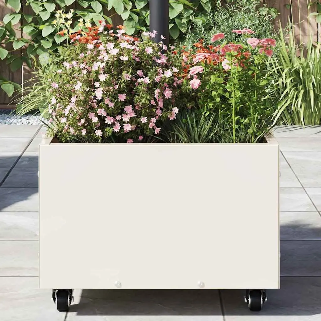 Parasol Base Steel Outdoor Umbrella Stand 45 x 45 x 45 cm White