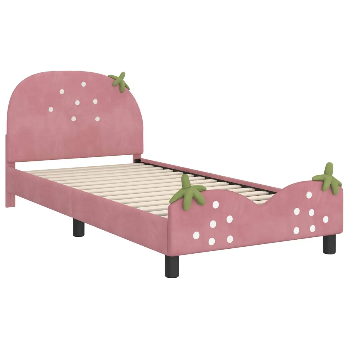 Kids Bed Frame Pink 90 x 190 cm Velvet Upholstered