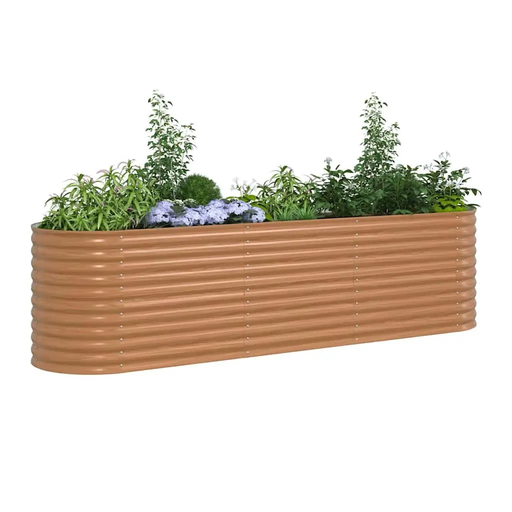 Raised Garden Bed Outdoor Planter Box 320x80x81cm Brown Steel