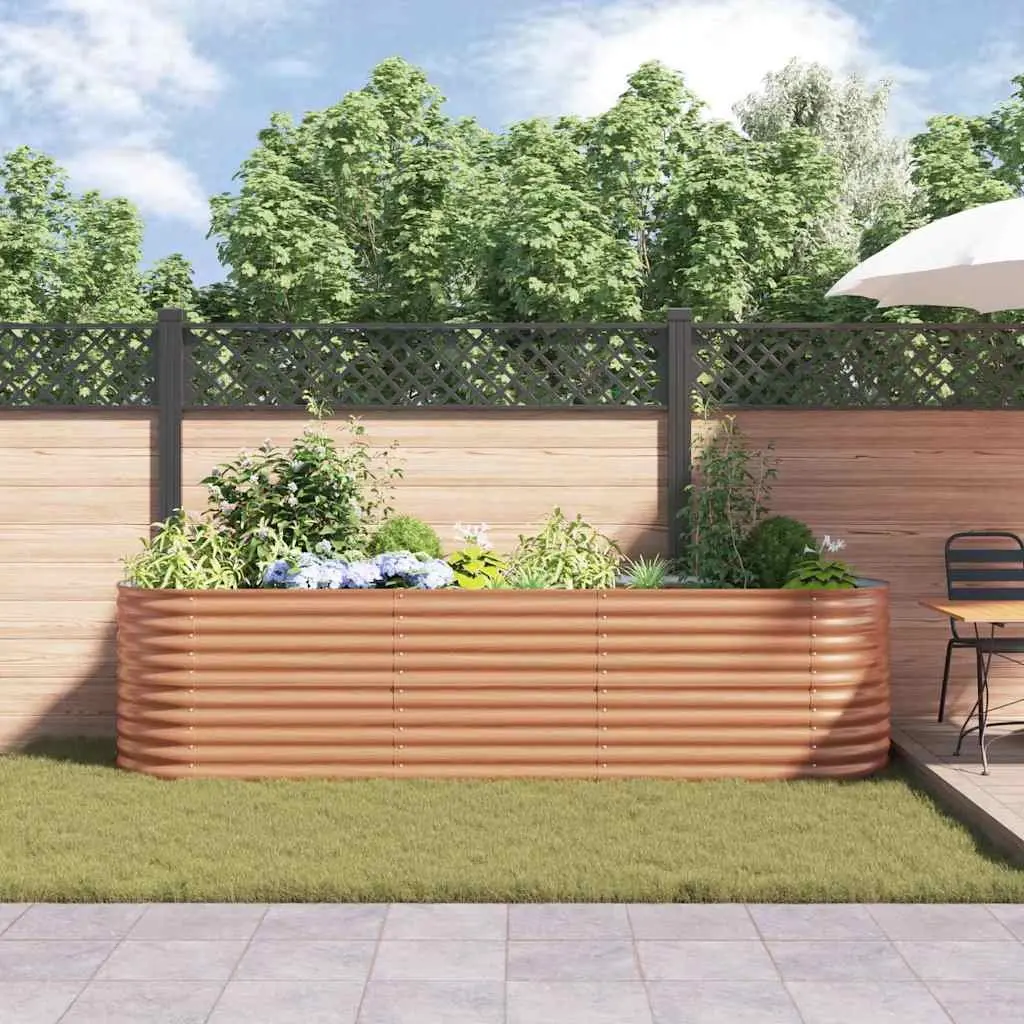 Raised Garden Bed Outdoor Planter Box 320x80x81cm Brown Steel