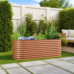 Warm and Practical Brown Steel Raised Bed Garden Planter 240x80x81cm