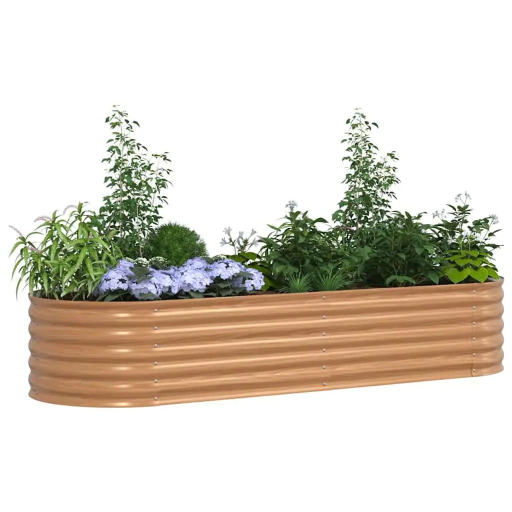 Raised Bed Planter Outdoor Gardening 240 x 80 x 44 cm Brown Steel
