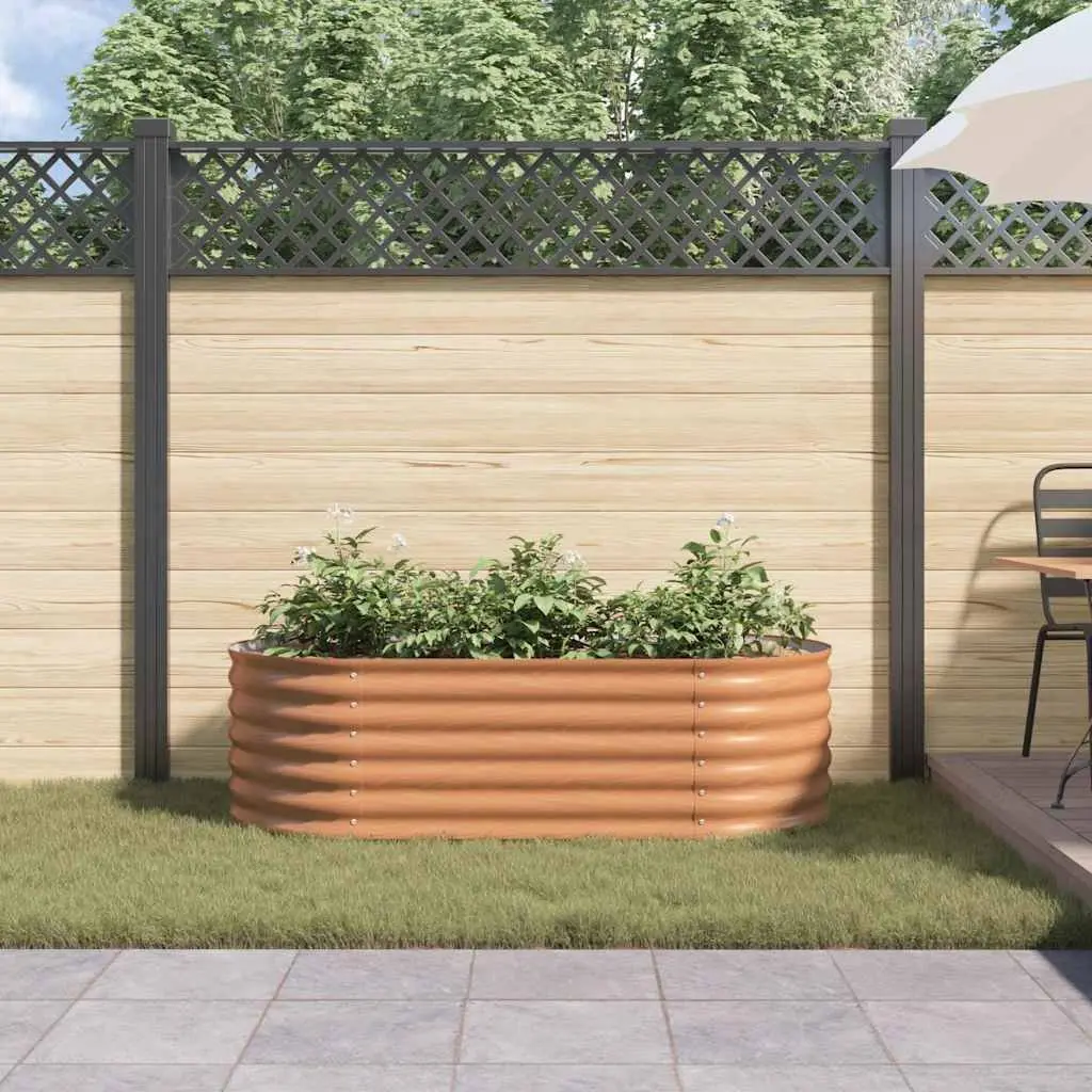 Raised Bed Garden Planter 160x80x44cm Steel Frame Outdoor Vegetables Flowers Brown