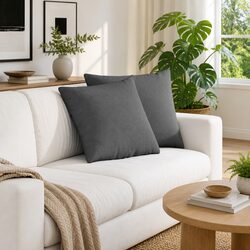 Comfortable Grey Sofa Pillows Set, 2 pcs for Indoor Use