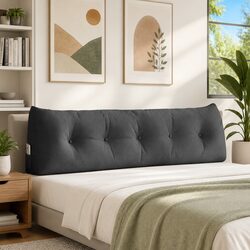 Comfortable Grey Back Pillow 160x24x50cm for Indoor Spaces