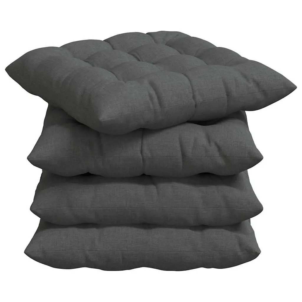 Seat Cushions Grey 40x40x6cm 4 Pieces Square Indoor Home Decor