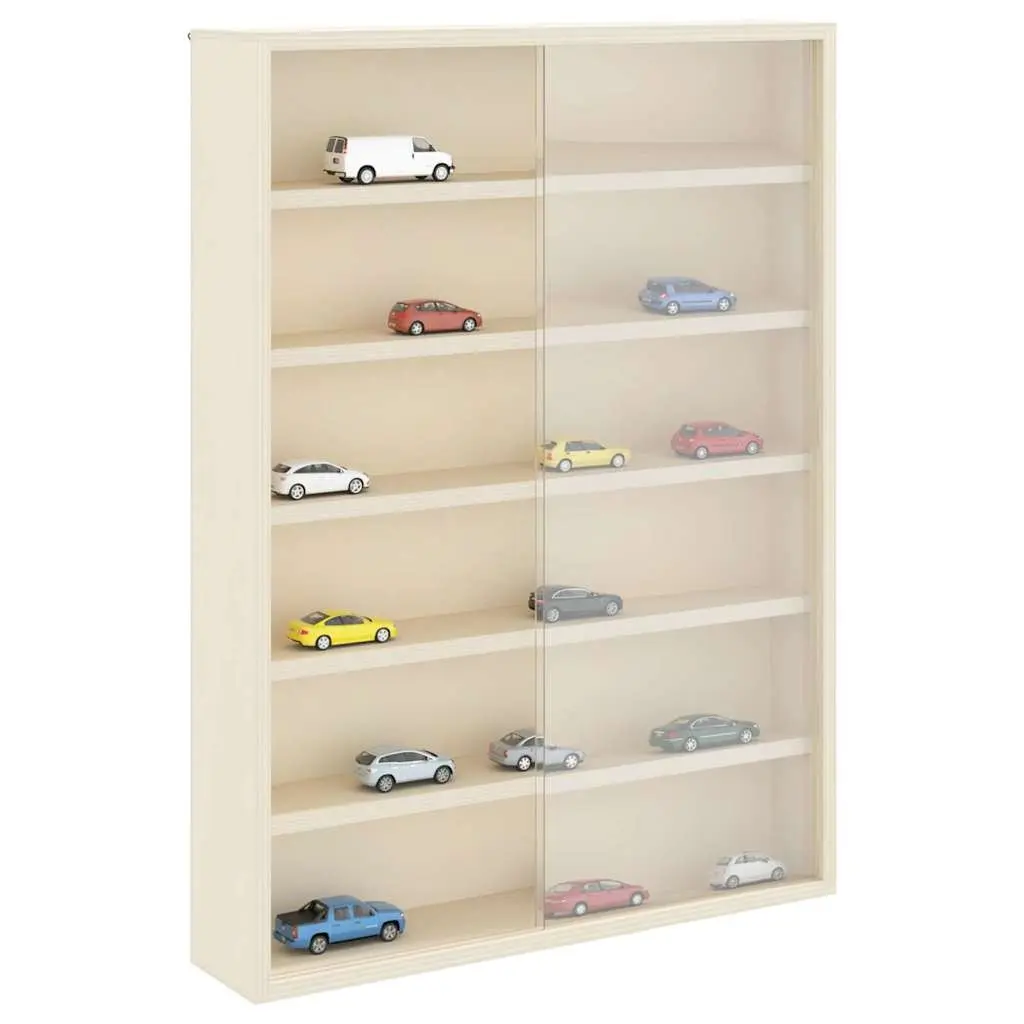 Wall Display Case with Shelf Beige Wall-Mounted Storage Unit Modern Home Decor