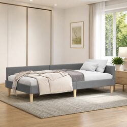 Cozy and Practical L-Shaped Fabric Corner Bed Frame