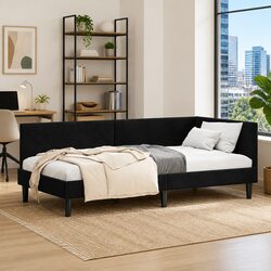 Reliable Black Corner Bed Frame Sofa for Compact Spaces
