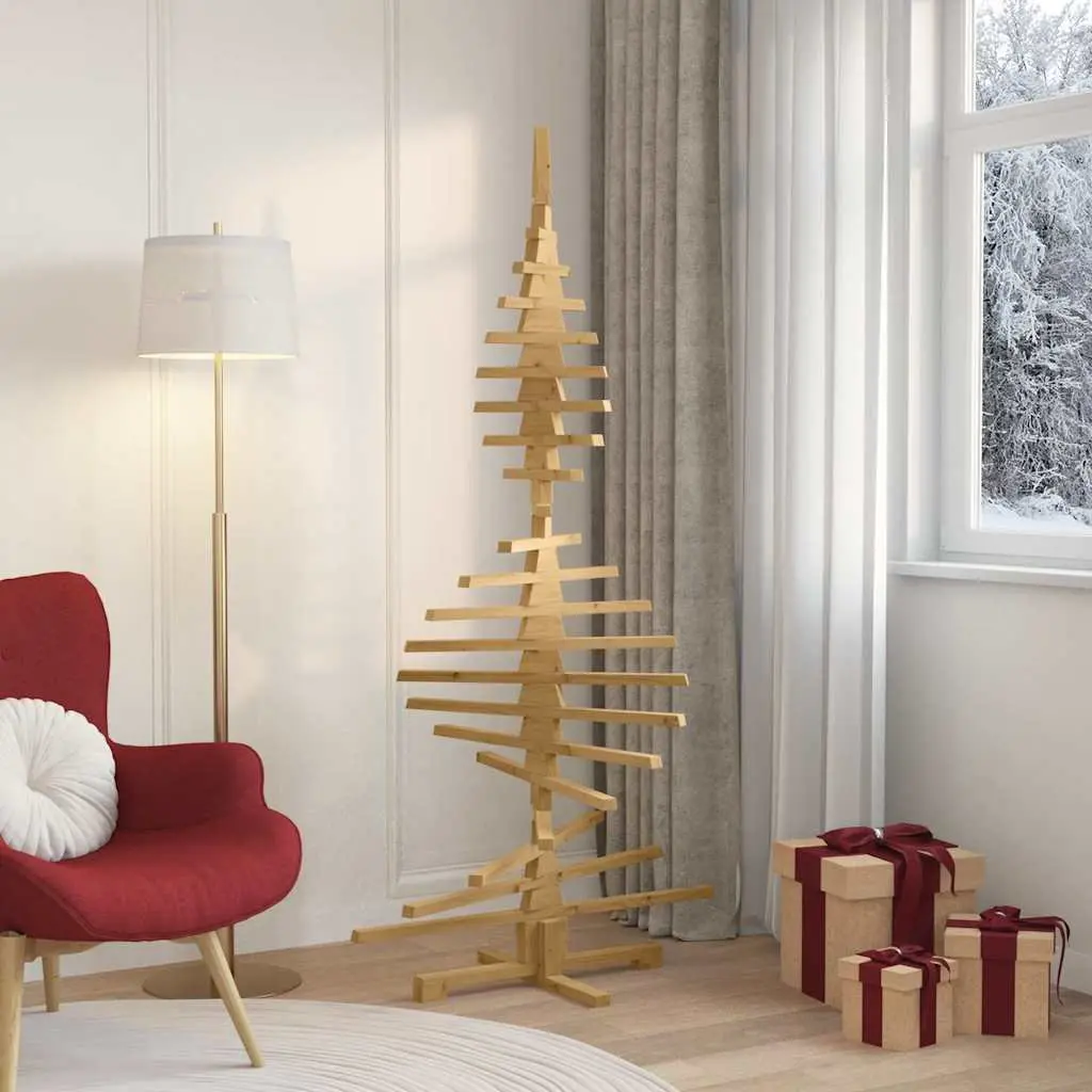 Wooden Christmas Tree 180cm Adjustable Branches Brown DIY Pine