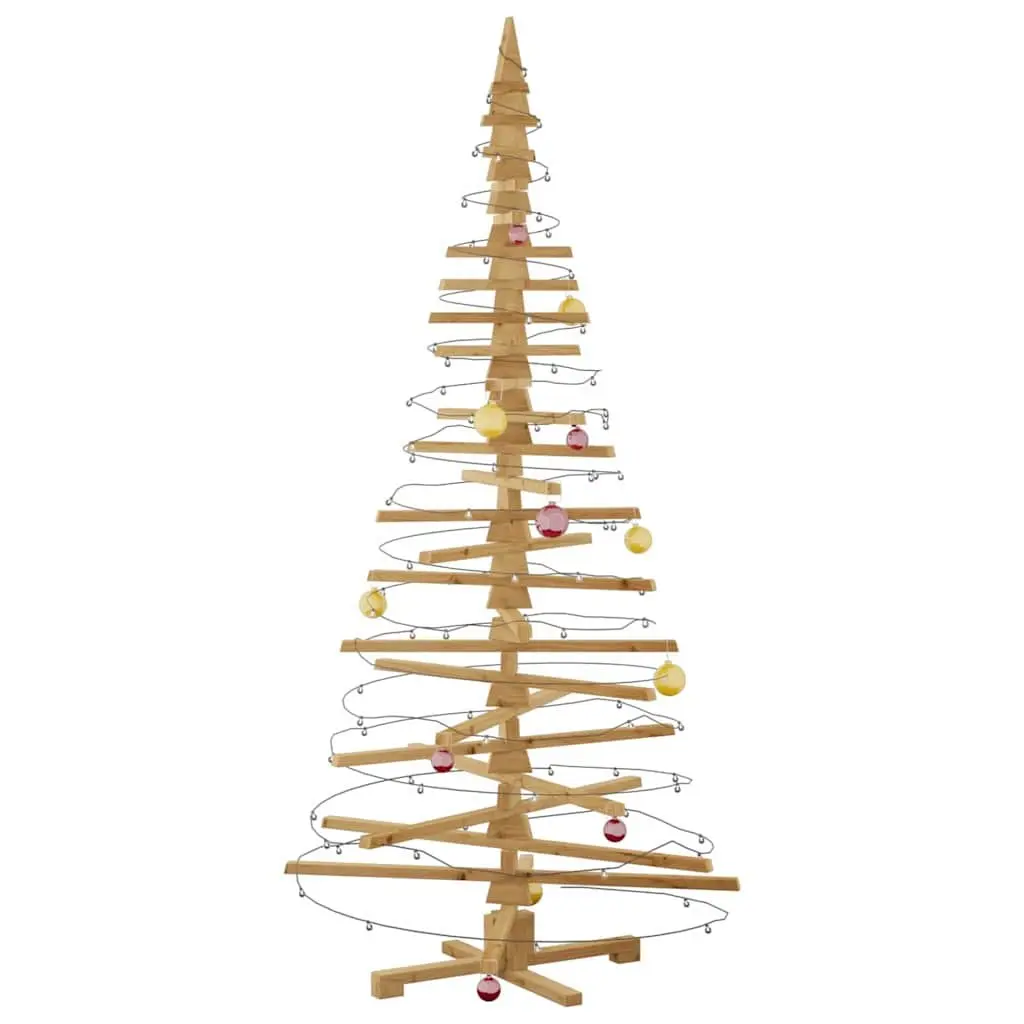Wooden Christmas Tree 210 cm Brown Solid Pine Adjustable Branches DIY