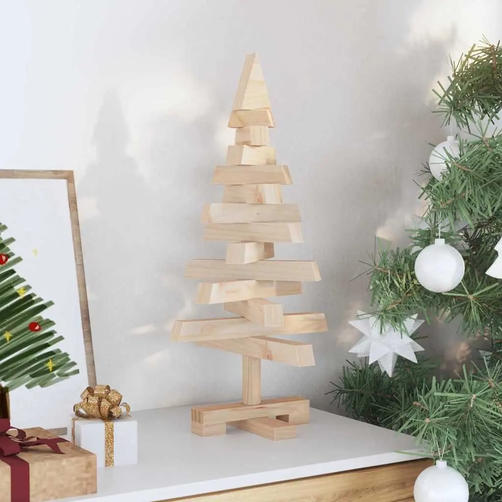 Wooden Christmas Tree 60cm Natural Pine Brown Seasonal Decoration