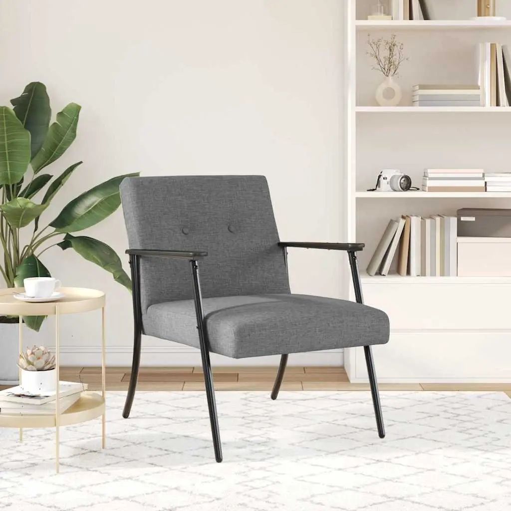 Armchair Dark Grey Fabric Ergonomic Lounge Chair Indoor
