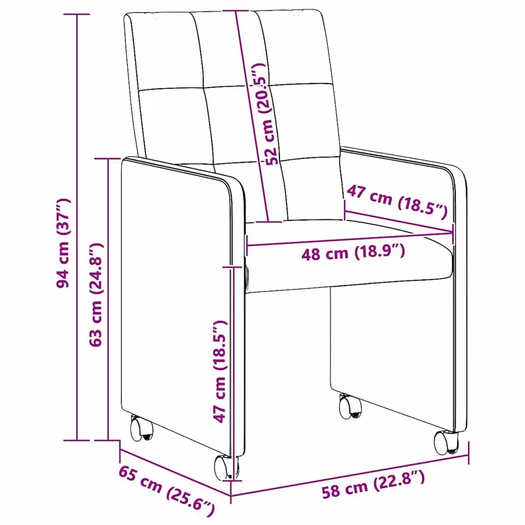 Dining Chairs with Wheels Ergonomic Seating 2 Pieces Grey