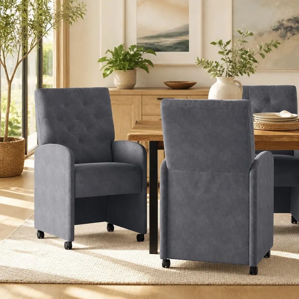 Grey Dining Chairs with Wheels