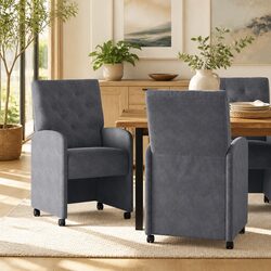 Dining Chairs with Wheels 2 pcs Grey Kitchen Room Furniture Modern Design