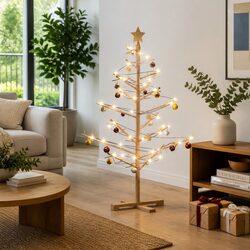 Functional and Stylish 125cm Wooden Christmas Tree in Brown