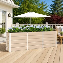 Planter Ivory 240x40x75cm Steel Garden Patio Indoor Outdoor Large Decorative