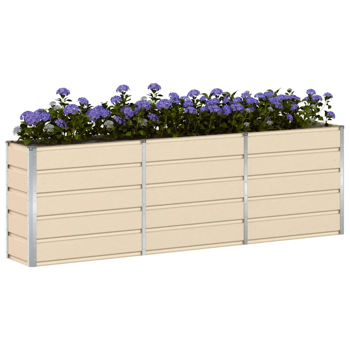 Planter Ivory 240x40x75cm Steel Garden Patio Indoor Outdoor Large Decorative