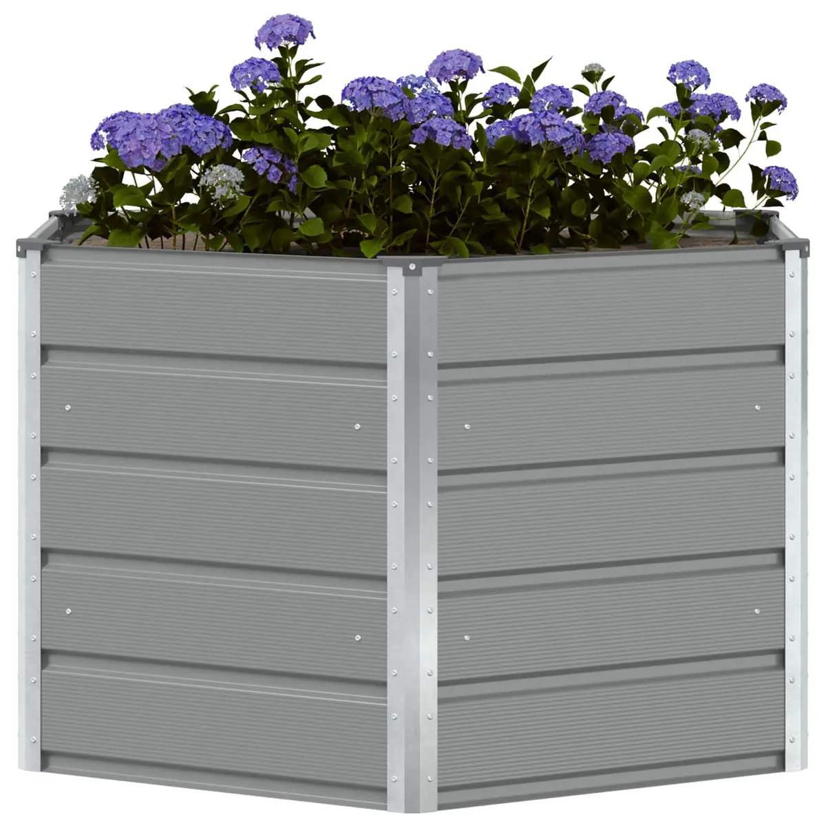Hexagon Steel Planter Outdoor Garden Flower Pot 129x129x75cm Light Grey