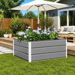 Durable Light Grey Steel Planter for Outdoor Use