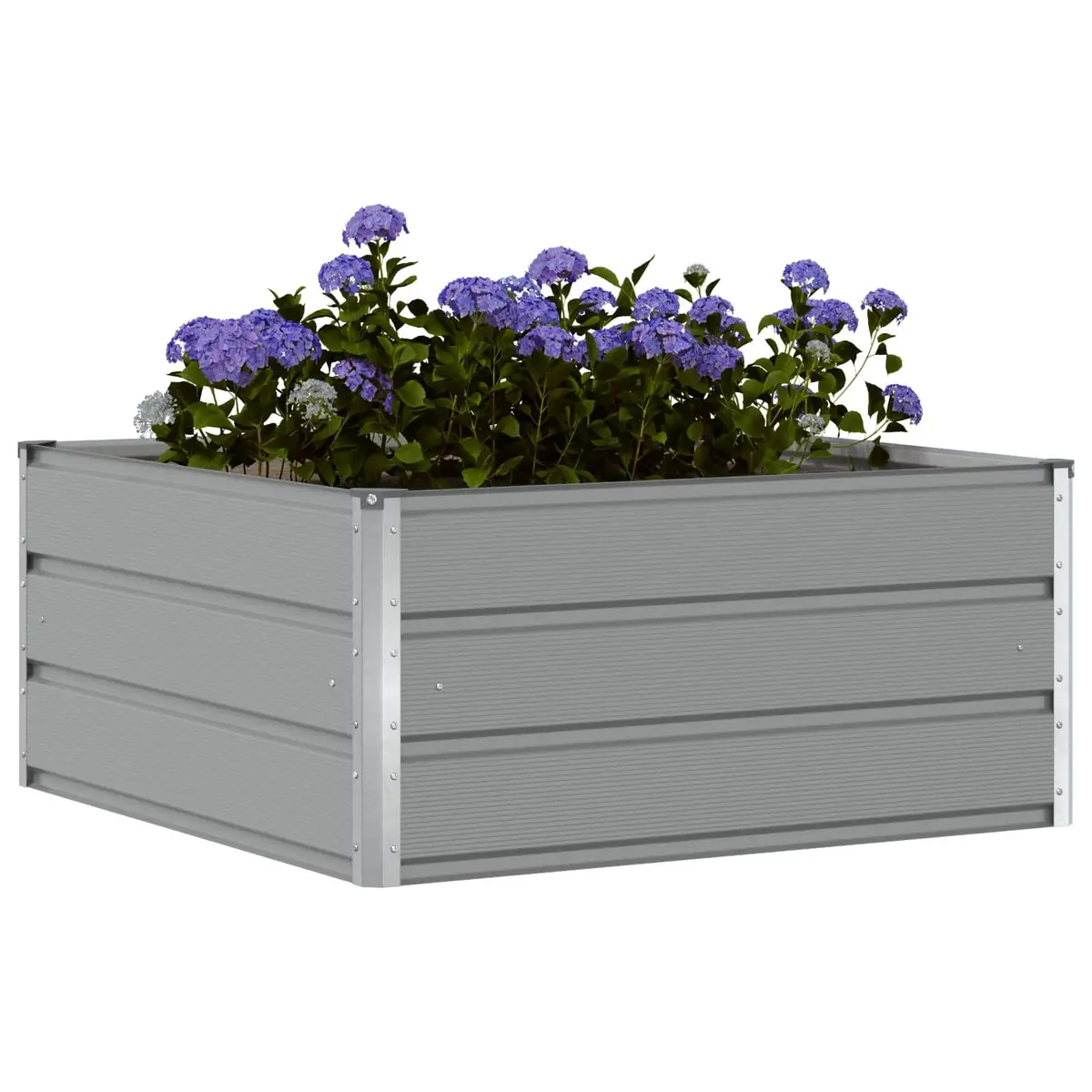 Steel Planter Outdoor Decorative Plant Pot 100 x 100 x 45 cm Light Grey Modern Minimalist