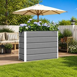 Practical Light Grey Steel Planter: Great Quality and Value