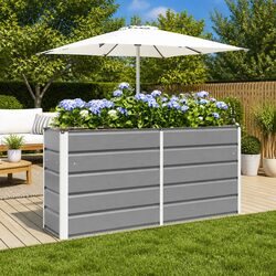 Warm and Practical Light Grey Steel Garden Planter 160x40x75cm