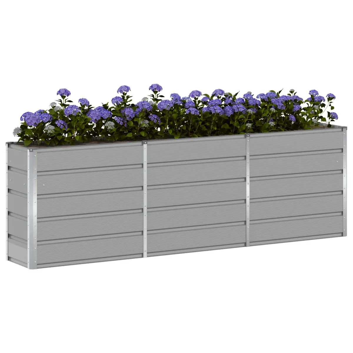 Steel Planter Indoor Outdoor Light Grey 240x40x75cm Garden Patio Flower Box